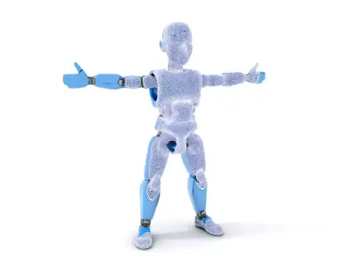 Blue Futuristic Robot model pack Low-poly 3D model