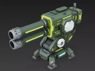 Green Cyber Turret 3D model