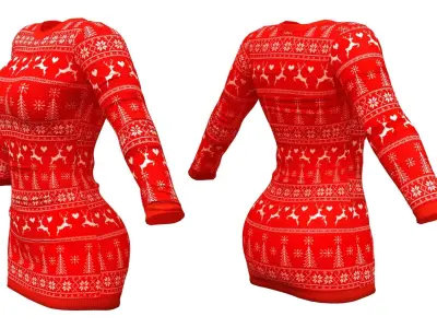 Xmas Slim Dress Low-poly 3D model
