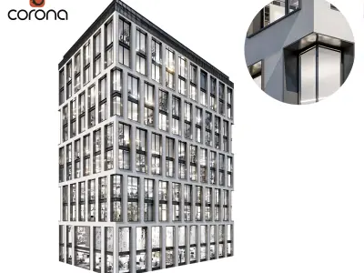 Modern office building 03 3D model