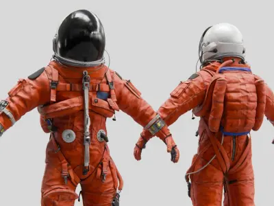 Orange ACES Spacesuit Rigged Low-poly 3D model