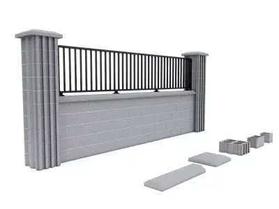 BLOCK FENCE MODEL Low-poly 3D model