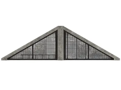 Factory Front Wall Triangle with Windows 3D model