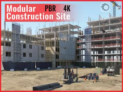 Modular Construction Site 02 Low-poly 3D model