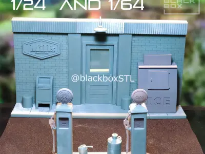Gas Station Diorama 1-24 and 1-64th scale 3D print model 3D print model