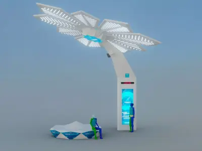 Solar Smart Palm Tree Futuristic Urban Furniture 3D Model 3D model