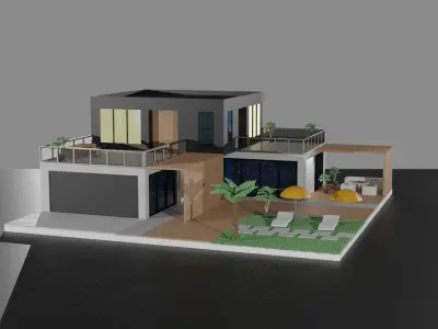 Low Poly Summer House  Low-poly 3D model