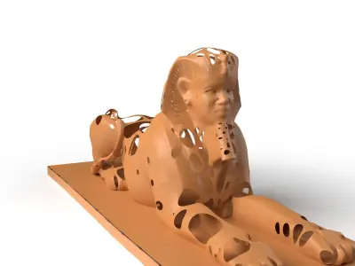 Human Sphinx Dust Voronoi Low-poly 3D model