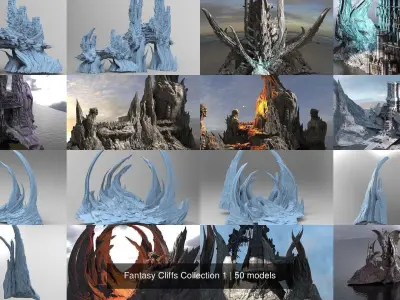 Fantasy Cliffs Collection 1 3D Model Pack