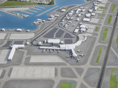 Ted Stevens  Anchorage Airport Low-poly 3D model
