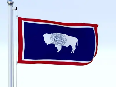Animated Wyoming Flag Low-poly 3D model