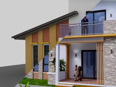 26x36-9x11 Metre House Plan 936 sqft 3D Model 3D model