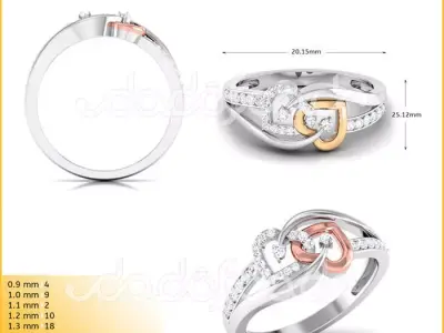 DIAMONDS RING -WITH HEART DOC-R8146 3D print model