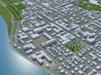 Pavlodar City Kazakhstan Low-poly 3D model
