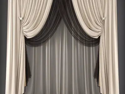 Curtain 3D with drapes Low-poly 3D model purchase