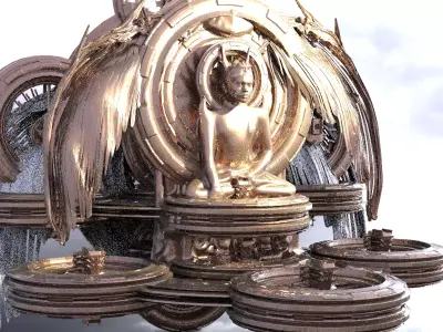 Ancient Alien Star Ring Monolith angel ships Kitbash 3D model