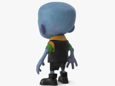  Cartoon Zombie Blue in a Black Costume 