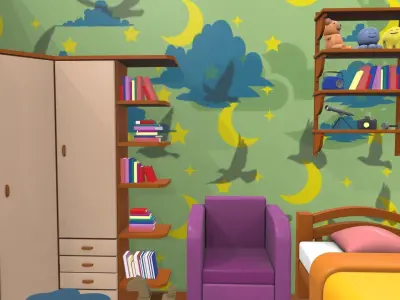 Isometric cartoon children room 04 3D model