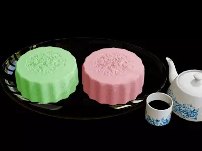 Chinese food sweet special moon cake Low-poly 3D model