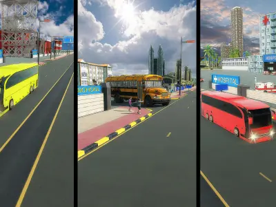 Open world City  3D model LOW POLY Game VR AR Low-poly 3D model