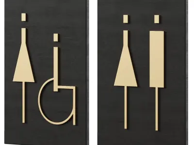Restroom Directional Door Signs 5 3D model