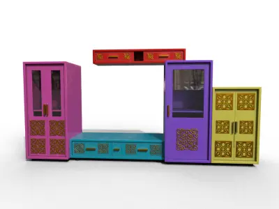 Set Modern Furniture 3D Model Low-poly 3D model