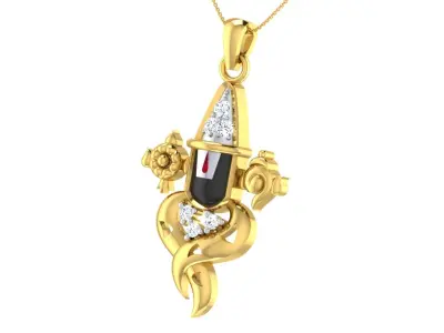 light weight yellow gold  diamond pendent -ZA PN 2142-B-GCH 118 3D print model