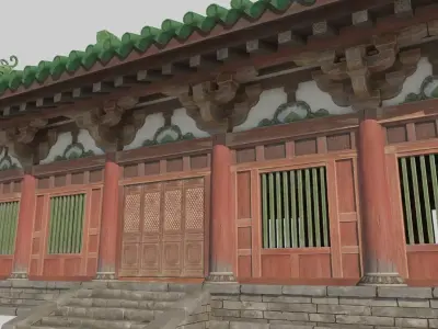 Ancient Asian architectural barracks 3D model