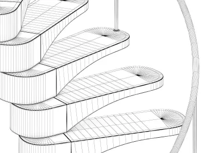 Wooden Spiral Stairs 5 3D model