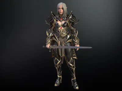 ElfGirlFighter Low-poly 3D model