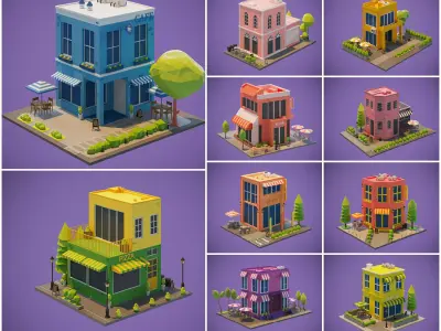 Houses Low-Poly Packs 3D model