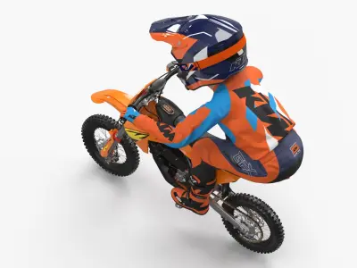  KTM Junior Off Road Motorcycle Rider Crouched 