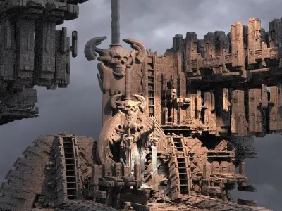 Alien Inquisitor Grand Ship City Kit bash 3 3D model purchase