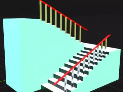 ladder stairs with railings 3D print model