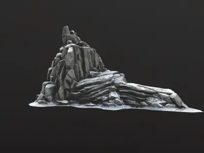 Rock Island mountains 2 snow Low-poly 3D model