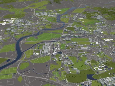 Gwangju South Korea 50x50km 3D model