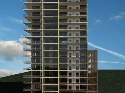 Hotel with 18 floors  3D model