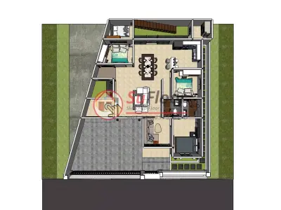 House 15x16m code 582 - Sketchup 3D model 3D model 3D model