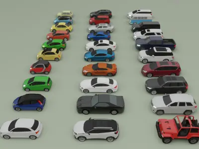  collection of 30 low poly cars 