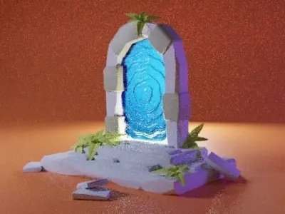 Portal door with light in it Low-poly 3D model