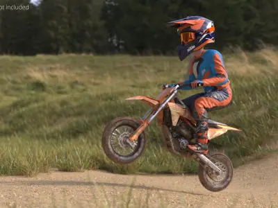  KTM Kids Dirt Bike Rider Standing Muddy Stance 