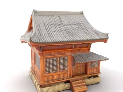 Wooden Pagoda Architecture model pack Low-poly 3D model