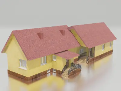 Old agroturistic building game ready Low-poly 3D model