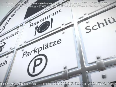 Company Signpost 3 Columns High-Poly Version 3D model