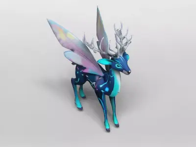 Mystical Neon Fairy Deer 3D Model 3D model