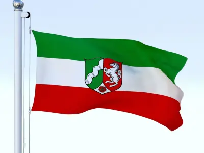 Animated North Rhine-Westphalia German State Flag Low-poly 3D model