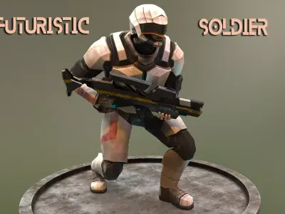 Futuristic Soldier Low-poly 3D model