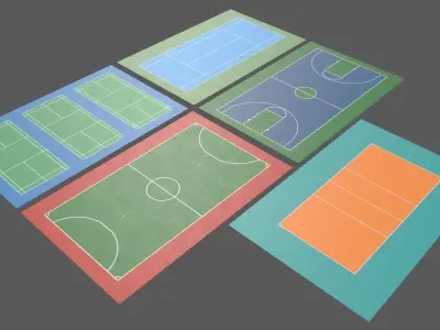 PBR Multi Sports Game Court Floor Low-poly 3D model