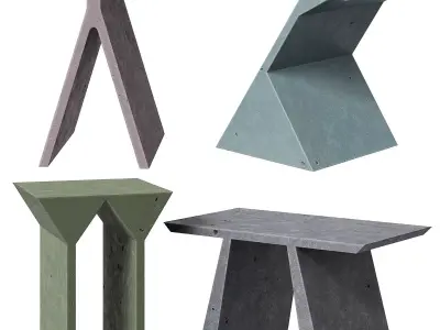 Forma Cemento Studio Salaris concrete tables Abecedario 3D model