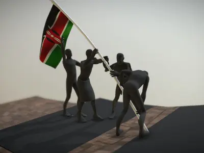 Uhuru Gardens Statue Kenya 3D 3D model
